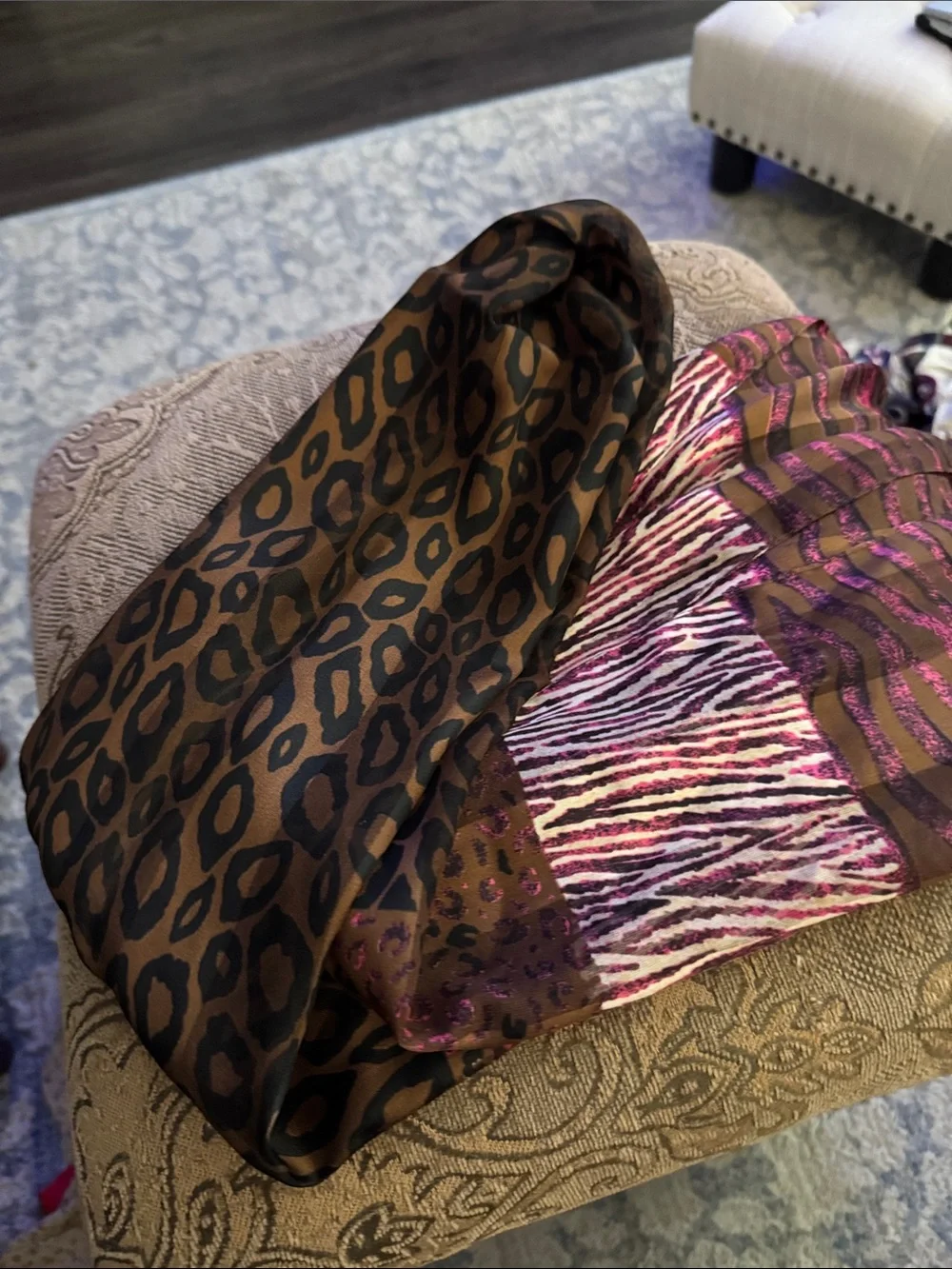 Stylish Brown and Pink Animal-Print Women's Scarf